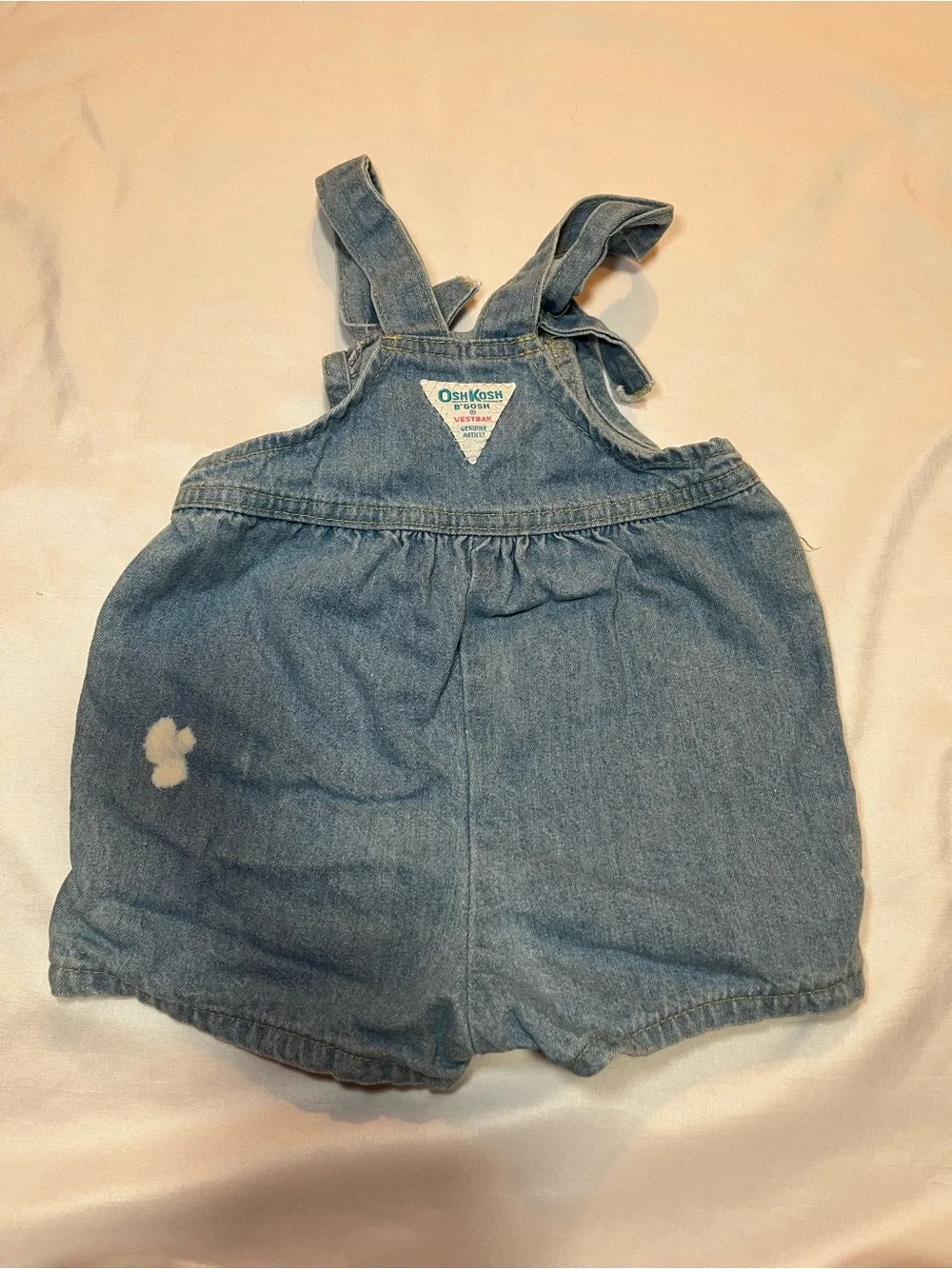 Vintage OshKosh B'gosh Baby Girl Blue Denim Bubble Overalls 3T Made in USA 90s